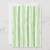 折衷的絵を描ストライプグリーンベビーシャワー 招待状 (裏面)
