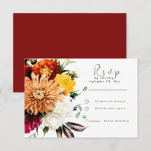 折衷的花模様RSVPカード