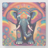 折衷色数々のの鮮やかな象プリント ストーンコースター (正面)