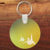 折鶴と紗綾形紋様(金地に紺青色)のキーホルダー キーホルダー (正面)