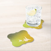 折鶴と紗綾形紋様（金地に紺青色）のペーパーコースター ペーパーコースター (インサイチュ)