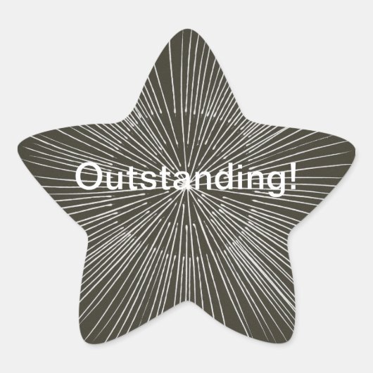 抜群の白い引き線、黒いステッカー 星シール (正面)