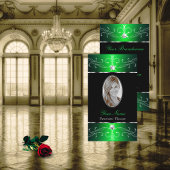 抜群の黒い緑の華美オーナメント写真の追加 名刺