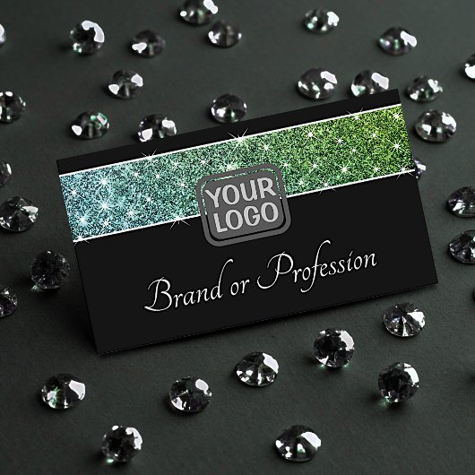 抜群エレガントティール(緑がかった色)グリッターきらめく星 名刺