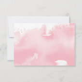 披露宴かわいい手レターネイビーのピンクの水色 招待状 (裏面)