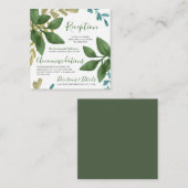 披露宴と詳細水色結婚の葉 エンクロージャーカード (正面/裏面)