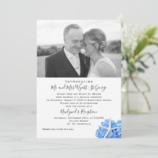披露宴のみのシーサイドガーデン写真の発表 招待状 (スタンド正面)