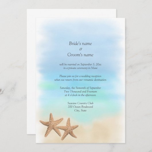 披露宴のみビーチテーマ結婚式招待状 招待状 (正面/裏面)