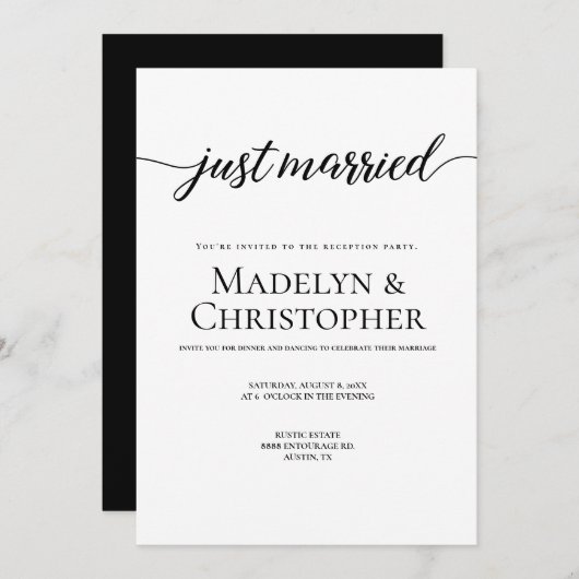 披露宴のみ結婚のスクリプトたった今結婚しました 招待状 (正面/裏面)