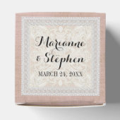 披露宴のエイジ素朴ドヴィンテージリネン付きレース フェイバーボックス (上部)