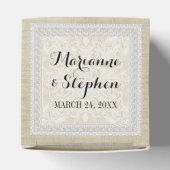 披露宴のエイジ素朴ドヴィンテージリネン付きレース フェイバーボックス (上部)