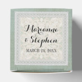 披露宴のエイジ素朴ドヴィンテージリネン付きレース フェイバーボックス (上部)