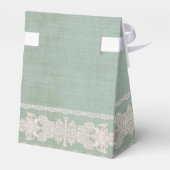 披露宴のエイジ素朴ドヴィンテージリネン付きレース フェイバーボックス (裏面サイド)