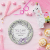 披露宴のリースのフランスのなラベンダーの花柄の水彩画 ペーパープレート (パーティー)