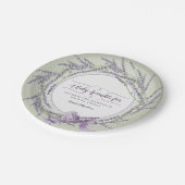 披露宴のリースのフランスのなラベンダーの花柄の水彩画 ペーパープレート (アングル)