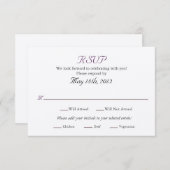 披露宴の出欠確認カード（料理の選択付き） 出欠カード (正面/裏面)