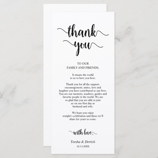 披露宴の場所設定ありがとうありがとう素朴カード プログラム (正面/裏面)