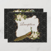 披露宴の招待のヴィンテージの孔雀及びマグノリアの渦巻 エンクロージャーカード (正面/裏面)