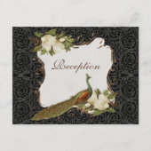 披露宴の招待のヴィンテージの孔雀及びマグノリアの渦巻 エンクロージャーカード (正面)