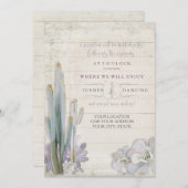 披露宴の砂漠のサボテンの水気が多い木製のタイポグラフィ 招待状 (正面/裏面)