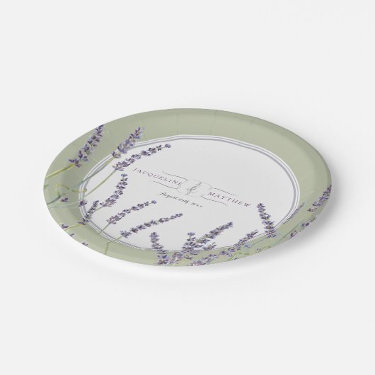 披露宴の装飾のフランスのなラベンダーの花柄の水彩画 ペーパープレート (アングル)