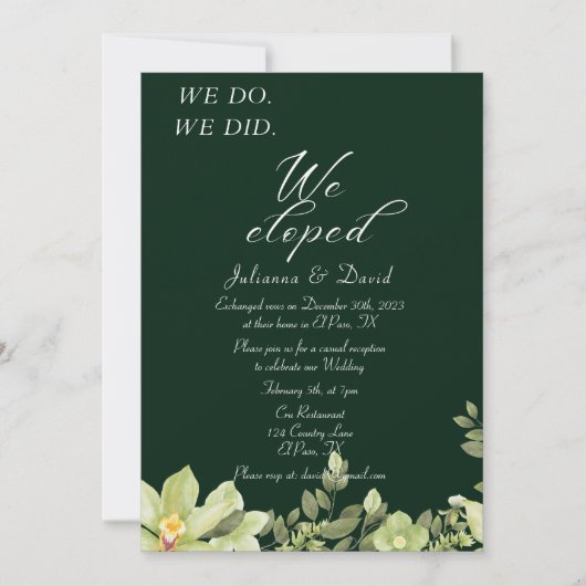 披露宴の駆け落ち 招待状 (正面)