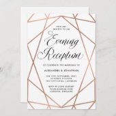 披露宴を均等にする最小主義のモダンなのどのばら色の金ゴールド 招待状 (正面/裏面)