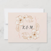 披露宴ウォーターカラーテラコッタピンクリーフフローラ 出欠カード (裏面)