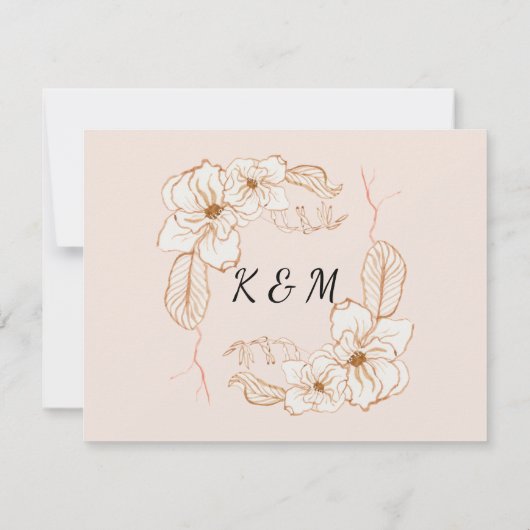 披露宴ウォーターカラーテラコッタピンクリーフフローラ 出欠カード (裏面)