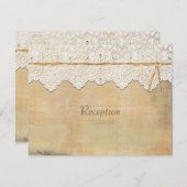 披露宴エレガントカントリ素朴ーウエスタンレースウッド 招待状 (正面/裏面)