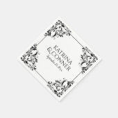 披露宴エレガントナプキン | ナディネ(黒) 2 スタンダードカクテルナプキン (角)