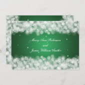 披露宴エレガントパーティースパークルエメラルドグリーン 招待状 (正面/裏面)