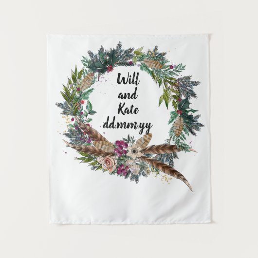 披露宴カスタムBoho Winter Wedding Photo Booth タペストリー (正面)