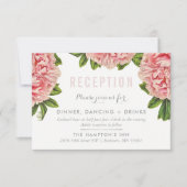 披露宴カードシックなピンクのフローラ牡丹の花 招待状 (正面)