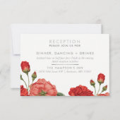 披露宴カードヴィンテージ赤バラフローラブーケ 招待状 (正面)