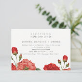 披露宴カードヴィンテージ赤バラフローラブーケ 招待状 (スタンド正面)