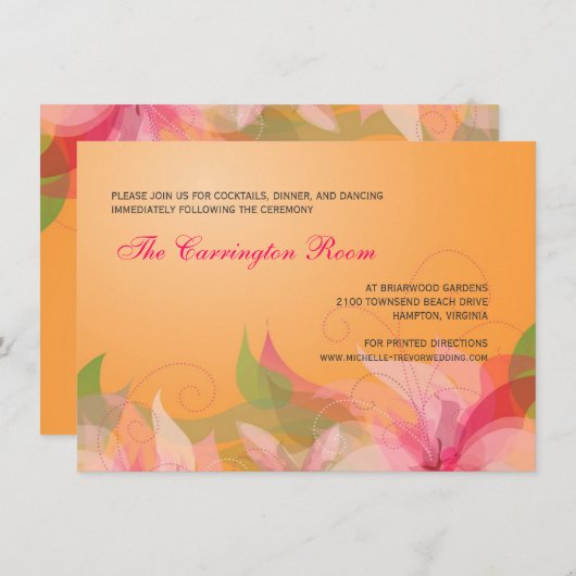 披露宴カード抽象芸術の花柄の結婚式招待状 招待状 (正面/裏面)