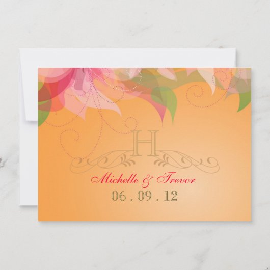 披露宴カード抽象芸術の花柄の結婚式招待状 招待状 (裏面)