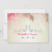 披露宴カード抽象芸術フローラ結婚式招待状 招待状 (裏面)