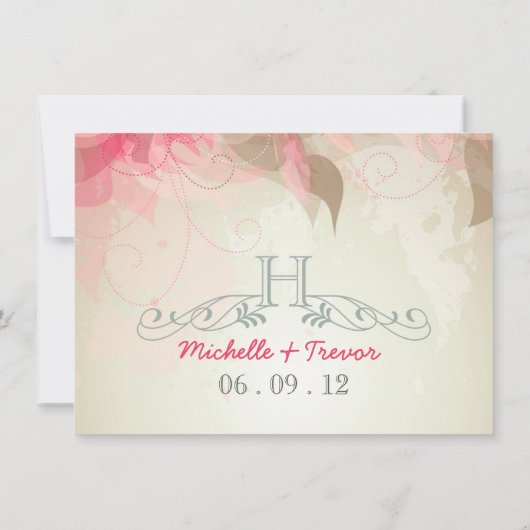 披露宴カード抽象芸術フローラ結婚式招待状 招待状 (裏面)