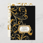 披露宴グラムオールドハリウッドリージェンシーブラックタイ 招待状 (正面/裏面)