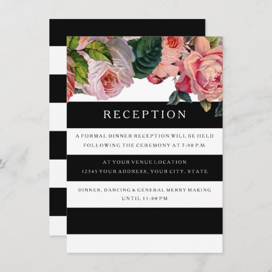 披露宴シモダンックワイドストライプ、ヴィンテージバラ エンクロージャーカード (正面/裏面)