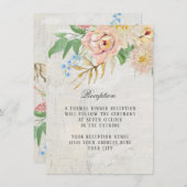 披露宴シンプルマーレモダンドヴィンテージフローラアート 招待状 (正面/裏面)