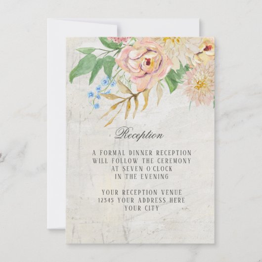 披露宴シンプルマーレモダンドヴィンテージフローラアート 招待状 (正面)