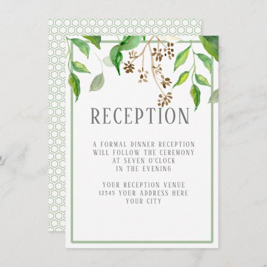 披露宴シンプルモダン離れGREENERY HEXAGON 招待状 (正面/裏面)