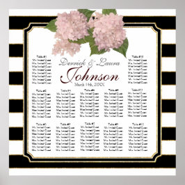 披露宴シーティングチャートピンクアジサイモダン ポスター