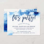 披露宴スタイリッシュハンドレタ付き海軍水彩色 招待状 (正面/裏面)