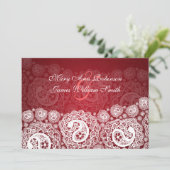 披露宴スターエレガントペイズリーレースレッド 招待状 (スタンド正面)