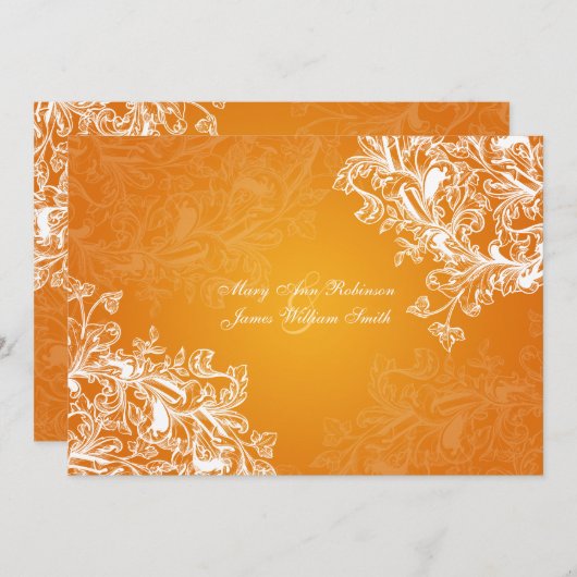 披露宴スターエレガントヴィンテージスワーズオレンジ 招待状 (正面/裏面)