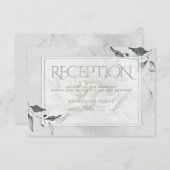 披露宴セージ緑リーフィダリアウォーターカラー洗浄 出欠カード (正面/裏面)